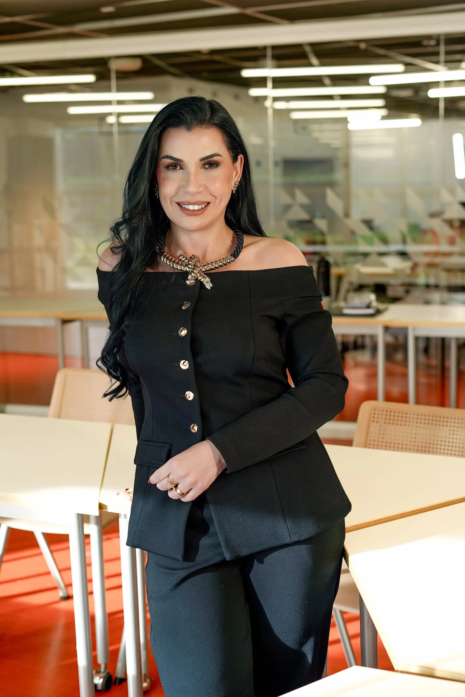 Karla Justo na sala de treinamento